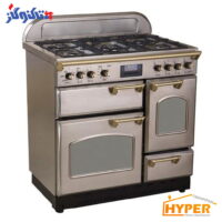 اجاق گاز تاکنوگاز مدل فالکون 5B-SS استیل با دستگیره طلایی و صفحه استیل