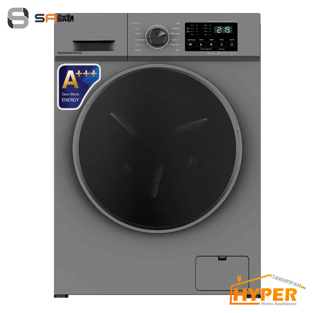 ماشین لباسشویی سام UN-Q1435S نقره ای 8 کیلویی