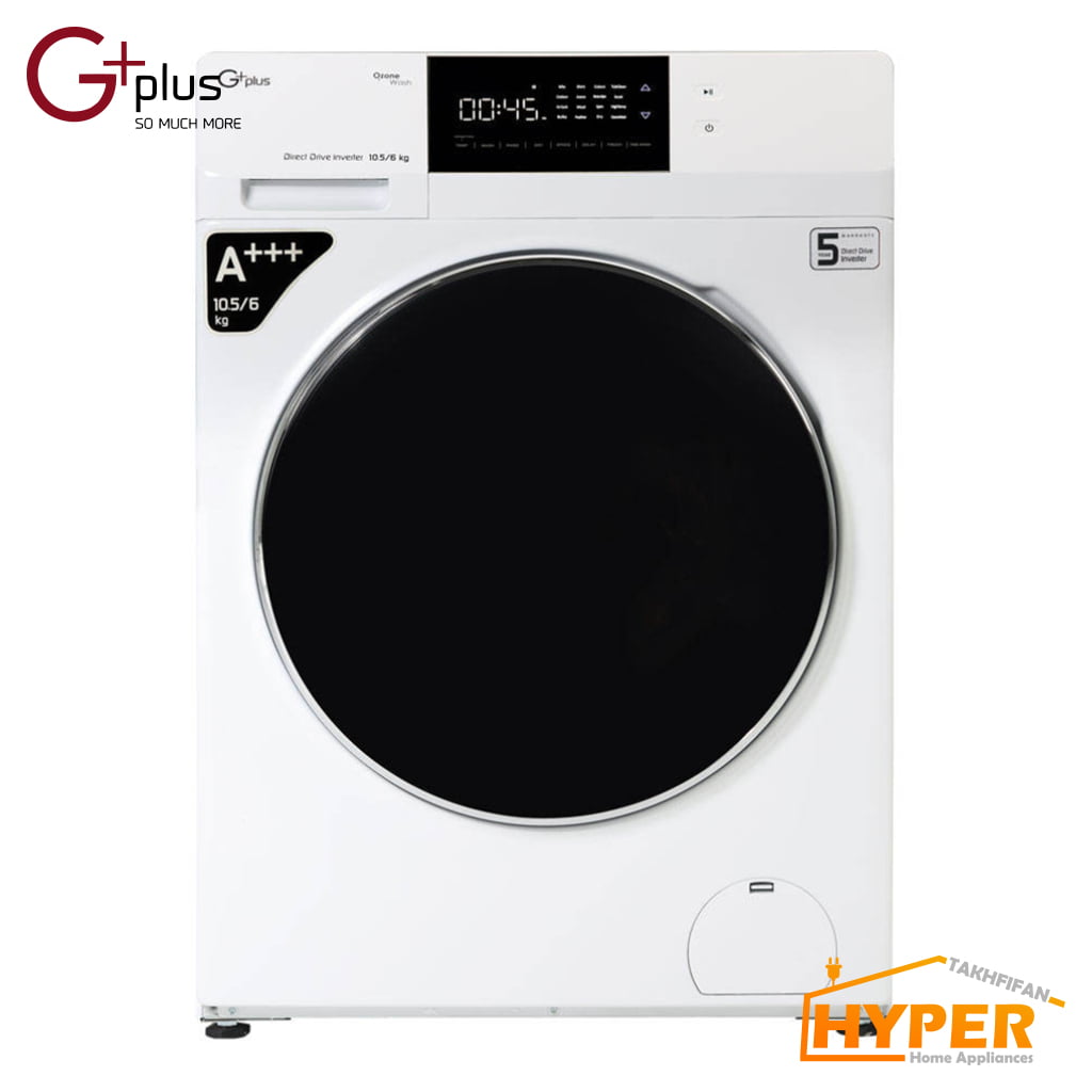 لباسشویی جی پلاس GWM-KD1049W سفید 10.5 کیلویی